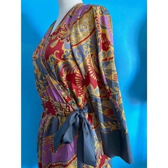 Lilka 1/2 WRAP Dress Beautiful SILKY Fabric 100% Polyester Inside & Side Tie M - Picture 5 of 10